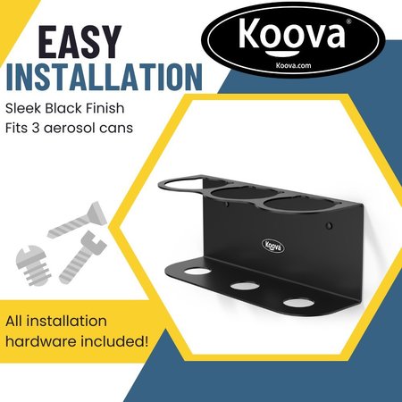 Koova 3 Aerosol Spray Can Holder, Easy Install Wall Mount KV-CAN-3